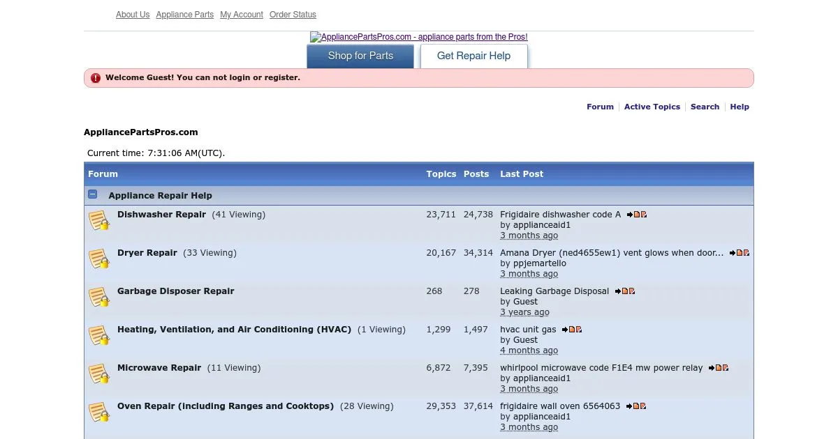 AppliancePartsPros Forum