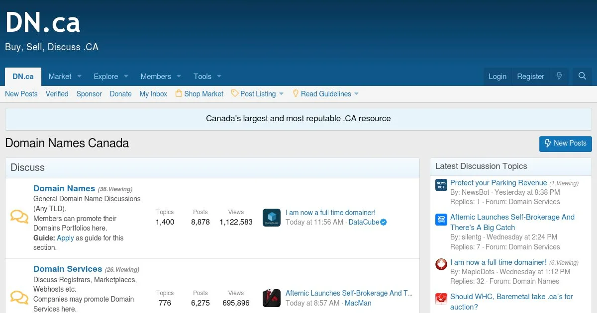 Canadian Domain Name Marketplace & Discussion