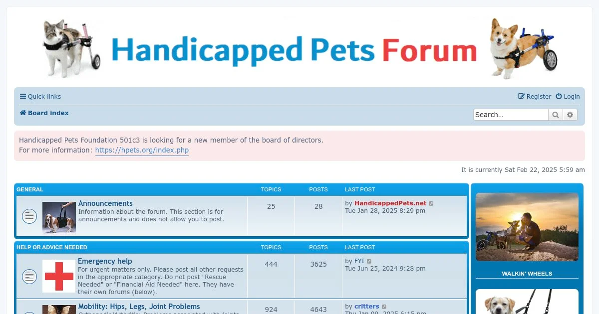 HandicappedPets Forum – Support for Disabled & Injured Pets
