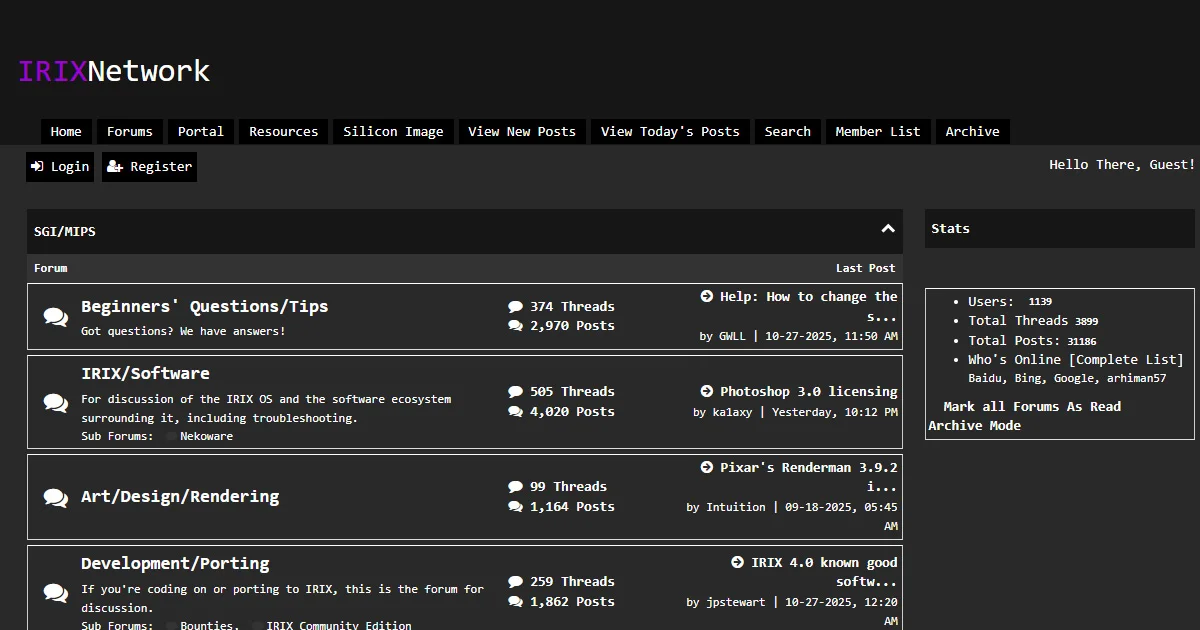 IRIX Network Forums