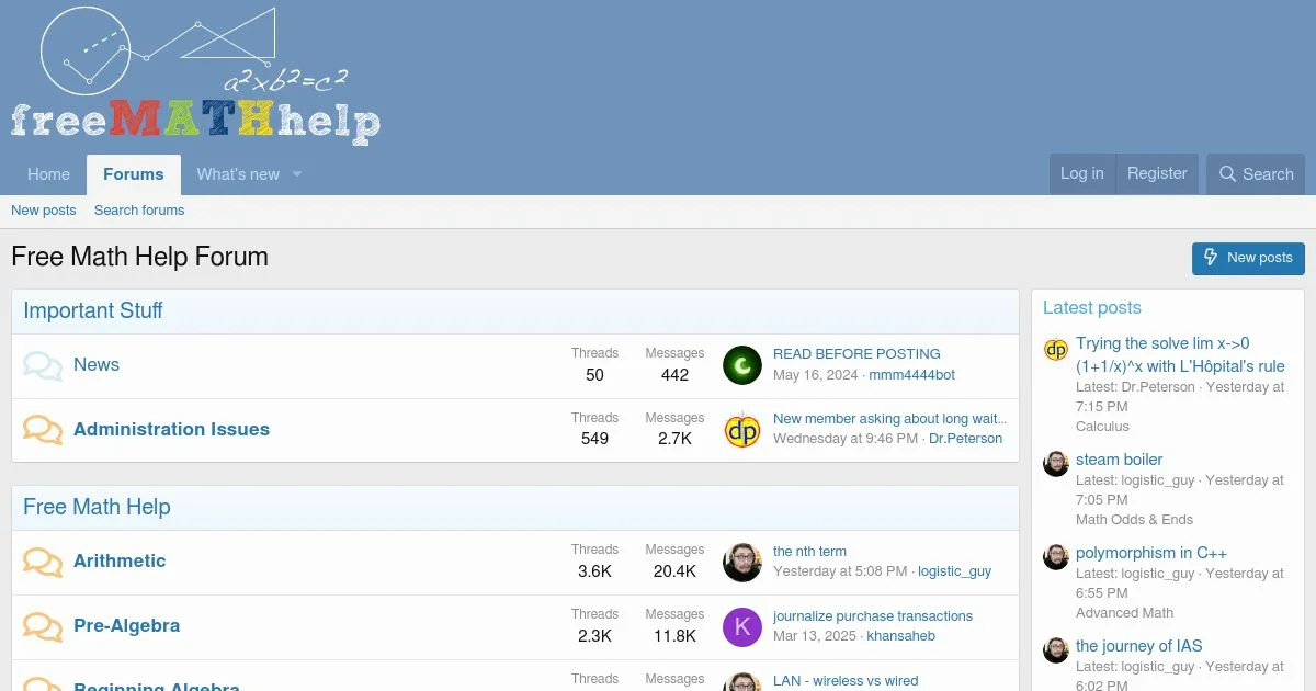 Math Help and Problem Solving Discussion Forum