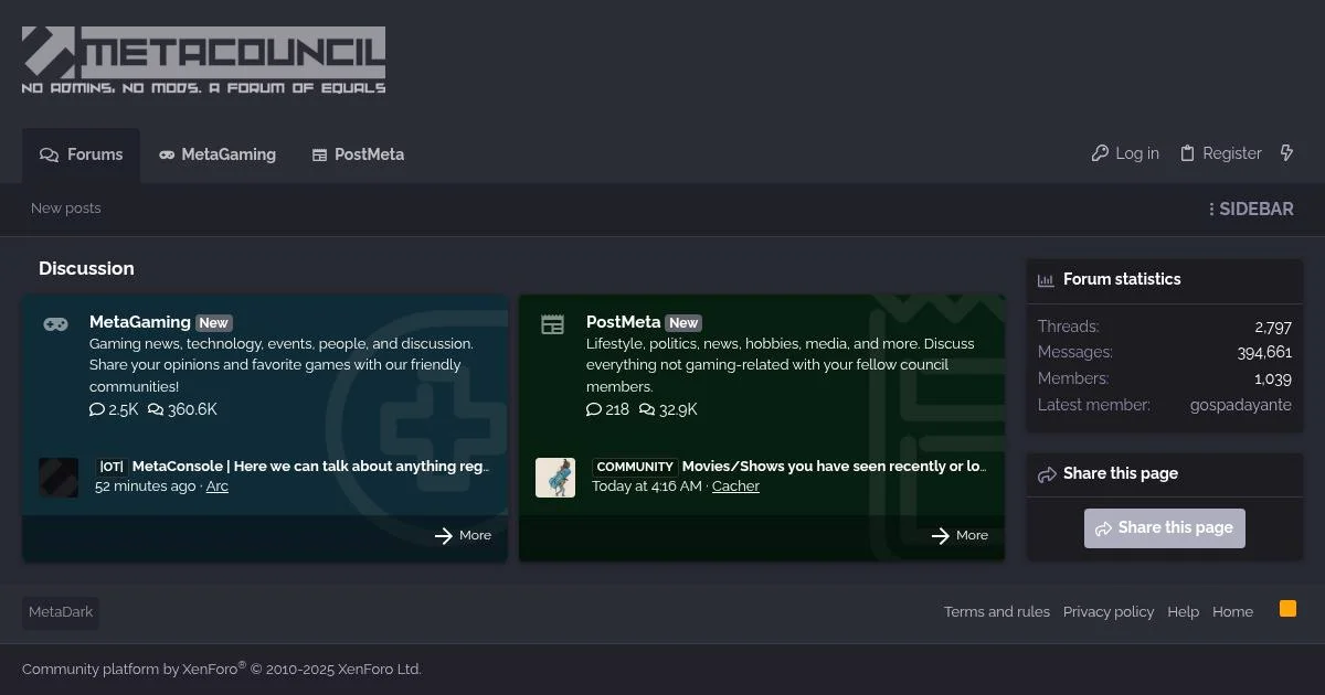 MetaCouncil Peer-Led Gaming Forum