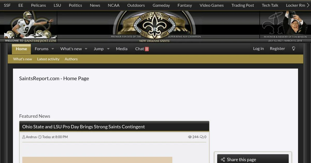 New Orleans Saints NFL Fan Talk and Gameday Forum