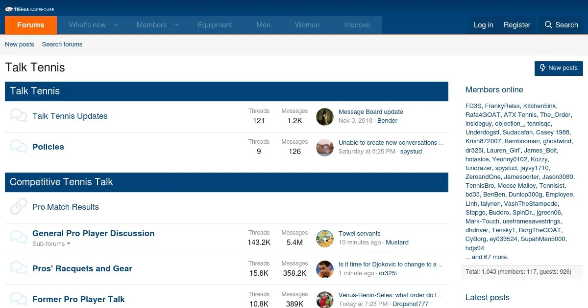 Tennis Gear, Match Talk, and Player Discussion Forum
