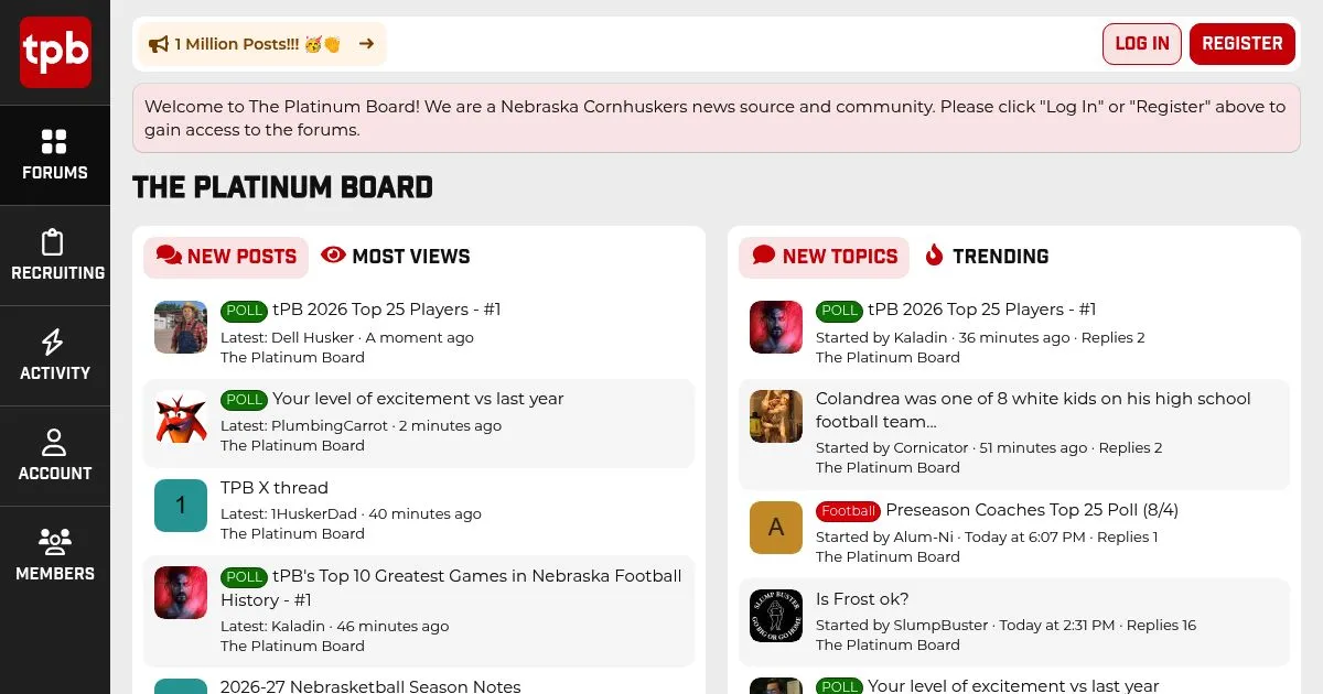 The Platinum Board – Nebraska Huskers Fan Community