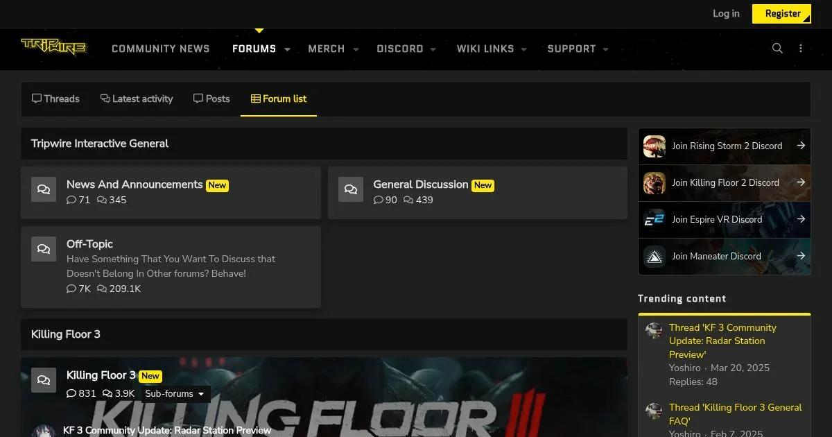 Tripwire Interactive Game Support and Modding Forum